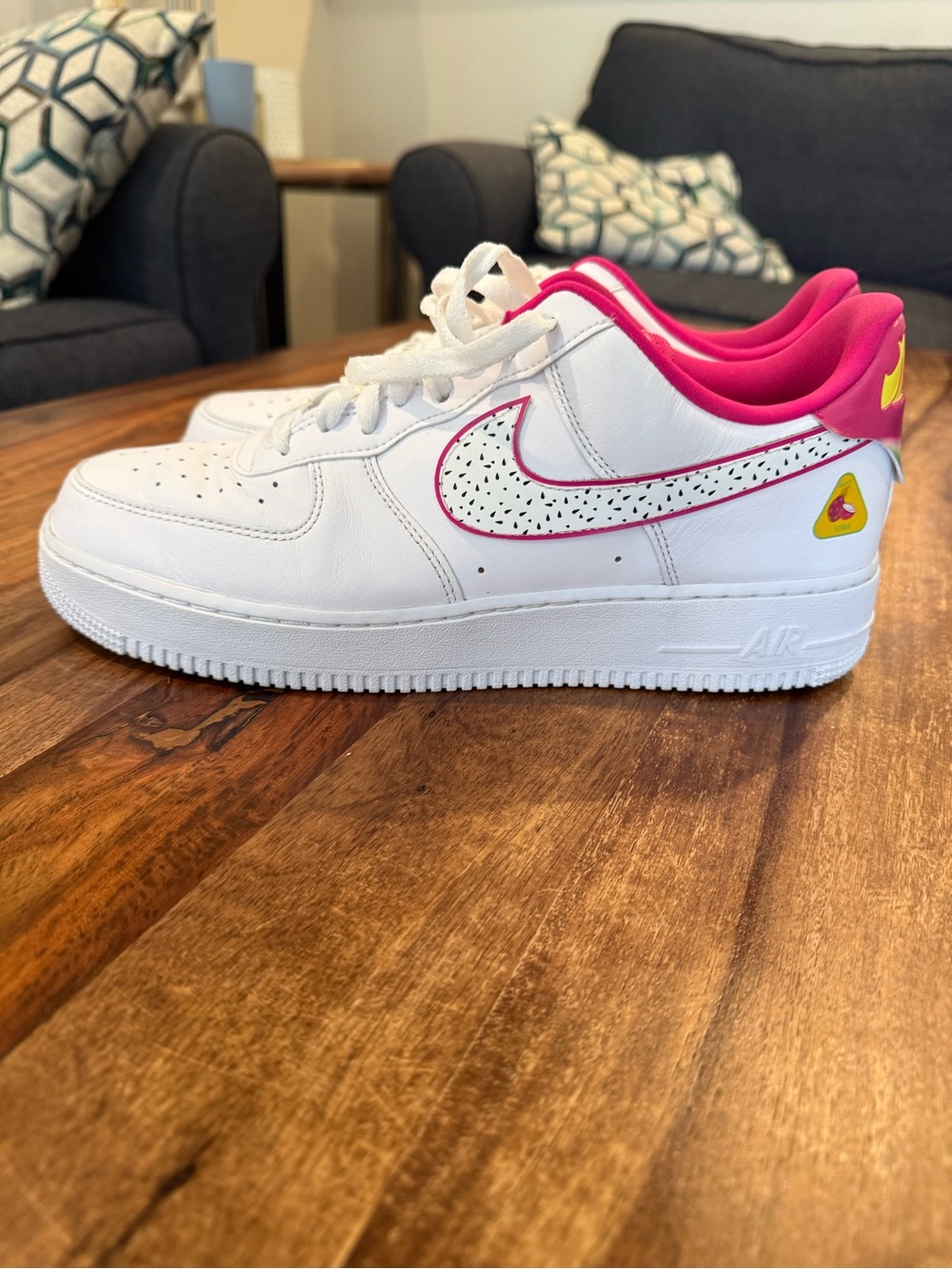 Nike White Pink custom dragon fruit air forces size 11.5 womens
